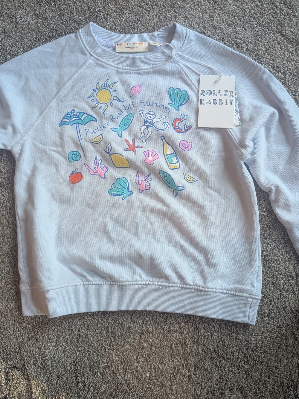 Roller Rabbit Light Blue Graphic Sweatshirt - Pastel Summer Print